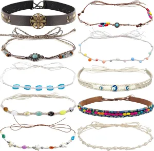 10 PCS Cowboy Hat Bands for Men Women, Leather Hatbands Belt for Cowboy/Western/Fedora/Cowgirl/Straw Hats