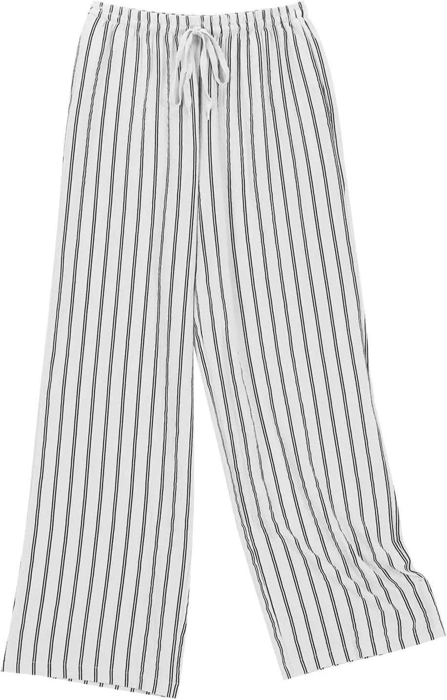 2025 Women Striped Wide Leg Pant Casual Drawstring Waist Pant Baggy Contrast Lounge Sleepwear Straight Leg Trouser