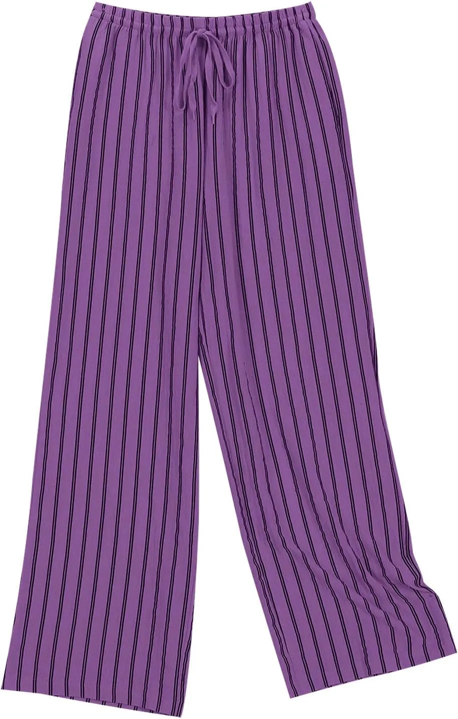 2025 Women Striped Wide Leg Pant Casual Drawstring Waist Pant Straight Leg Trouser Baggy Contrast Lounge Sleepwear