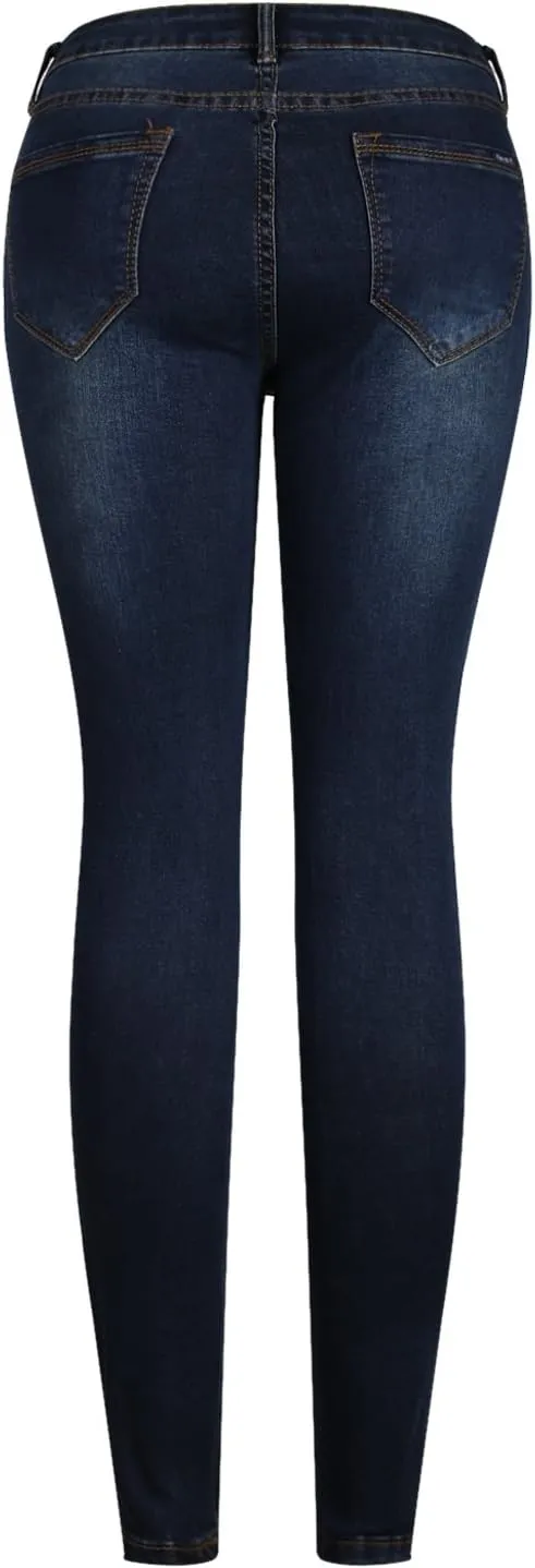 2LUV Women's Ripped Stretchy 5 Pocket Skinny Distressed Denim Jeans