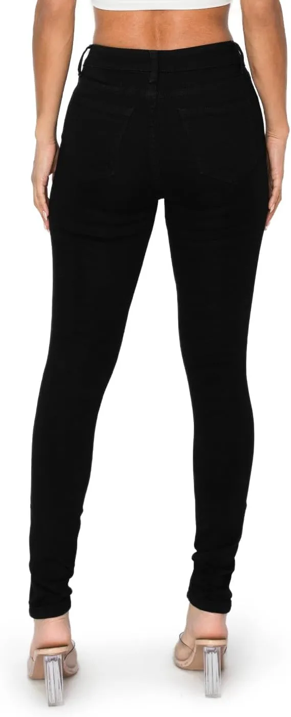 2LUV Women's Ripped Stretchy 5 Pocket Skinny Distressed Denim Jeans