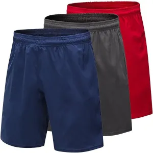 3 Pack Mens Shorts Athletic Shorts for Men Elastic Waistband Quick Dry Running Gym Workout Activewear Short with Pockets