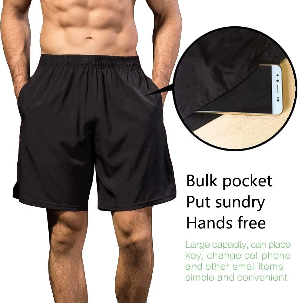 3 Pack Mens Shorts Athletic Shorts for Men Elastic Waistband Quick Dry Running Gym Workout Activewear Short with Pockets