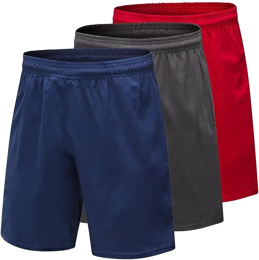 3 Pack Mens Shorts Athletic Shorts for Men Elastic Waistband Quick Dry Running Gym Workout Activewear Short with Pockets