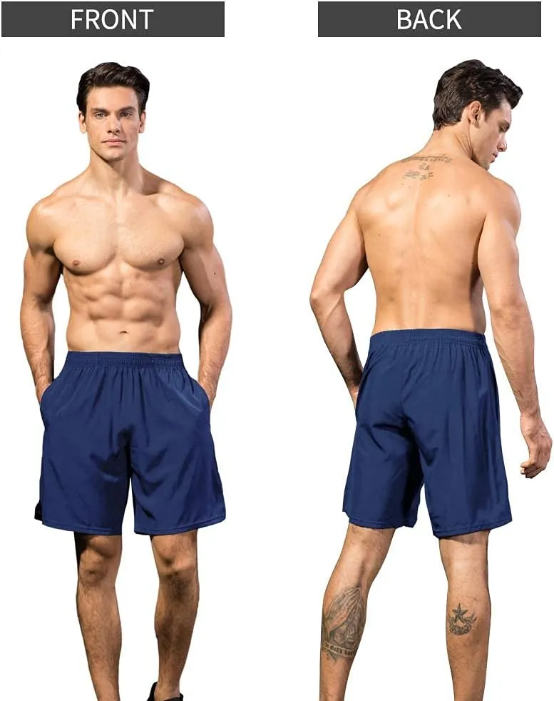 3 Pack Mens Shorts Athletic Shorts for Men Elastic Waistband Quick Dry Running Gym Workout Activewear Short with Pockets