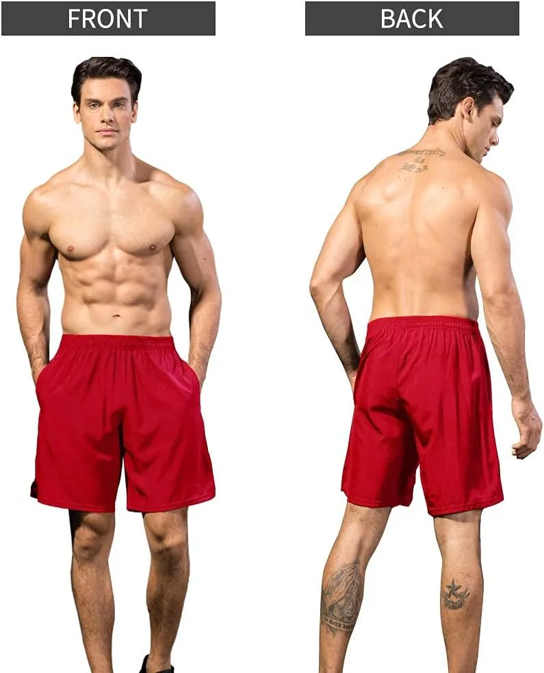 3 Pack Mens Shorts Athletic Shorts for Men Elastic Waistband Quick Dry Running Gym Workout Activewear Short with Pockets