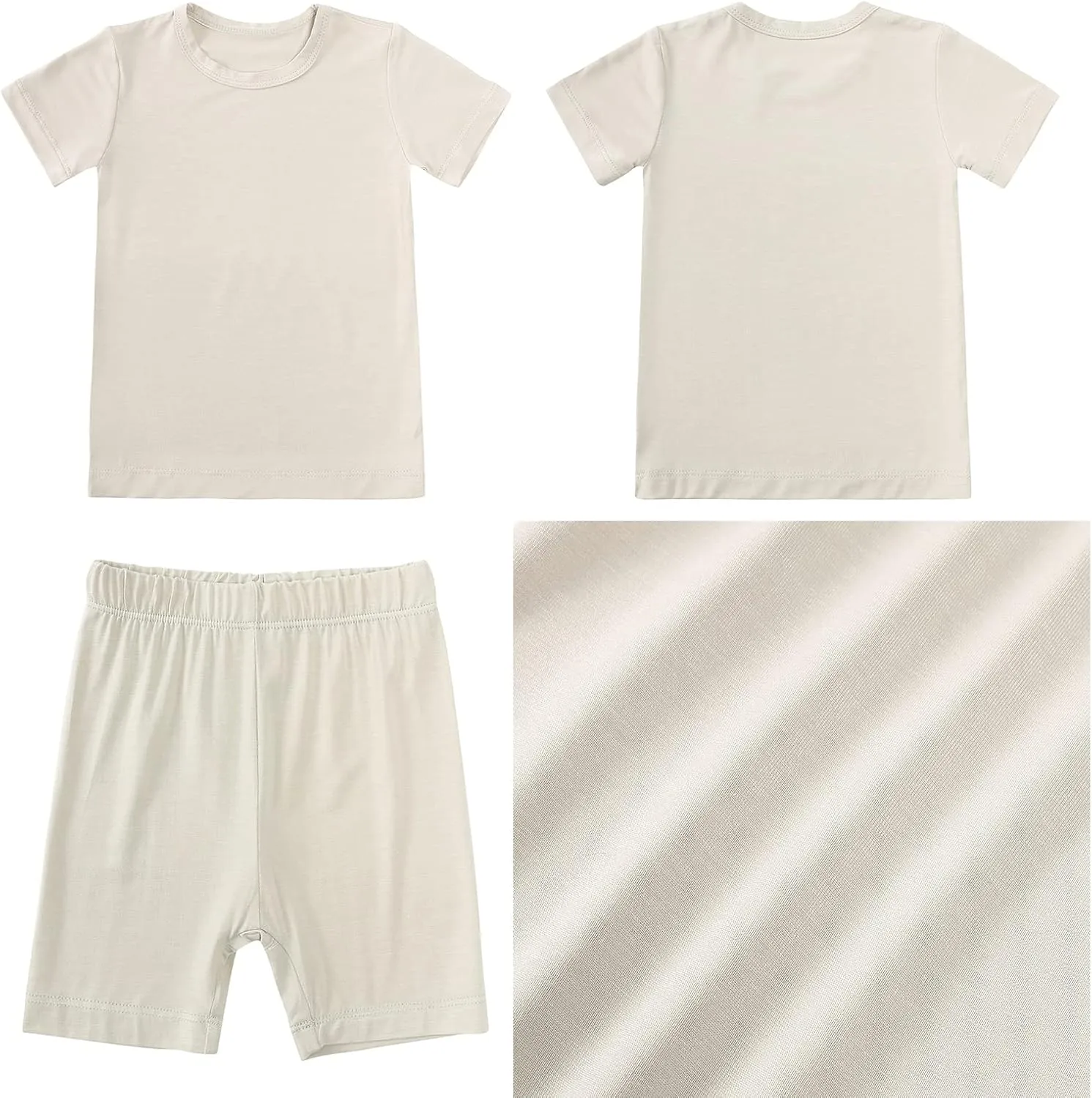 Aablexema Baby Short Summer Pajamas - Toddler Cool Jammies Pjs Rayon from Bamboo,2pcs Kids Sleepwear Set for Boys Girls