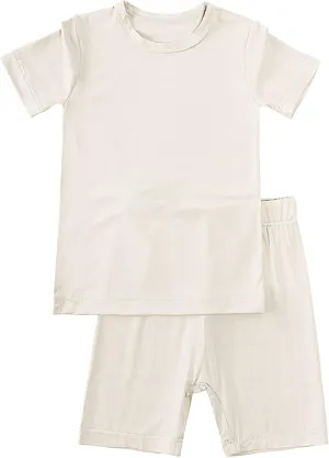 Aablexema Baby Short Summer Pajamas - Toddler Cool Jammies Pjs Rayon from Bamboo,2pcs Kids Sleepwear Set for Boys Girls