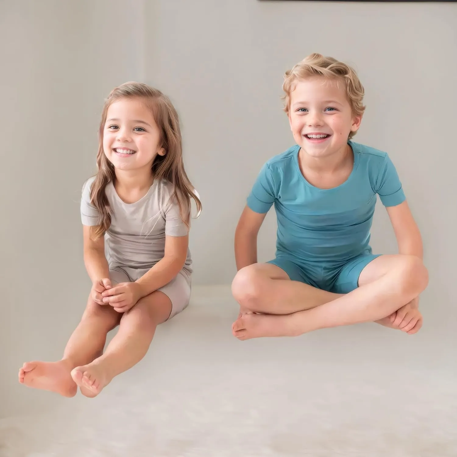 Aablexema Baby Short Summer Pajamas - Toddler Cool Jammies Pjs Rayon from Bamboo,2pcs Kids Sleepwear Set for Boys Girls