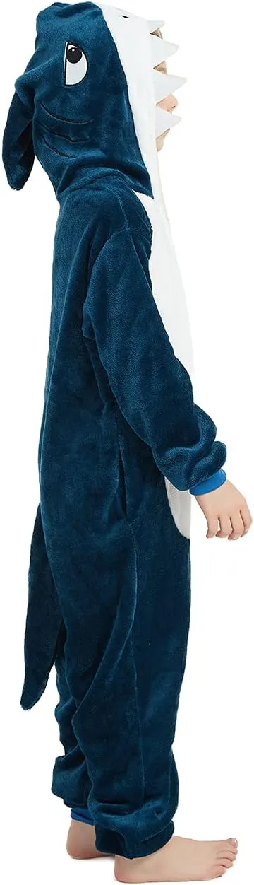ABENCA Shark Onesie Kids Animal Costume Girls Pajamas One Piece Plush Sleepwear Cosplay Halloween Christmas