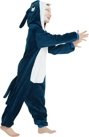 ABENCA Shark Onesie Kids Animal Costume Girls Pajamas One Piece Plush Sleepwear Cosplay Halloween Christmas