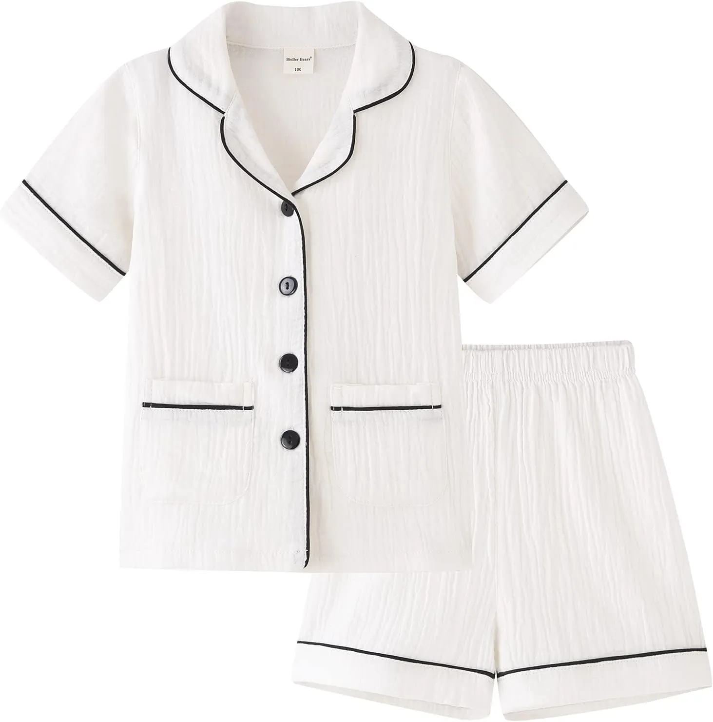 ACESTAR Toddler Girls Boys Pajamas Set Summer 2 Pcs Pjs Set - Kids Short Sleeve Button Down Sleepwear (3T-7 Years)