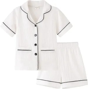 ACESTAR Toddler Girls Boys Pajamas Set Summer 2 Pcs Pjs Set - Kids Short Sleeve Button Down Sleepwear (3T-7 Years)