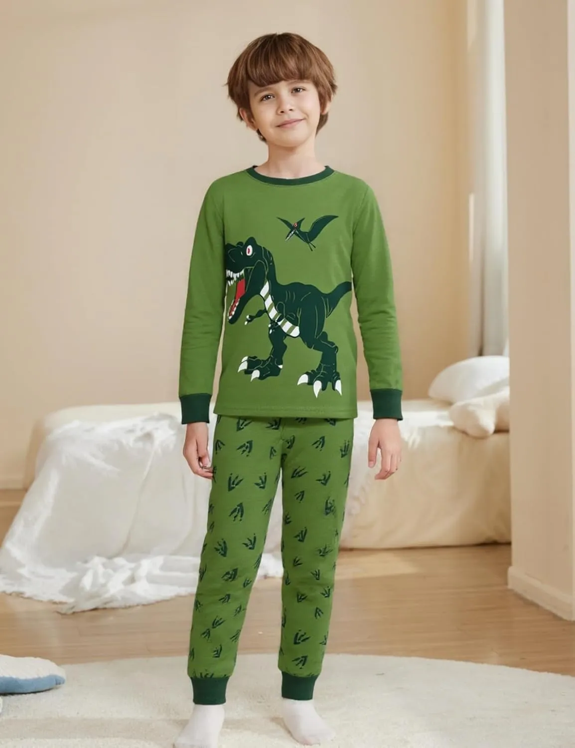 Akyzic Boys Pajamas Planet 100% Cotton Sleepwear Toddler Kids 2 Piece Long Sleeve Pjs 3-10 Years