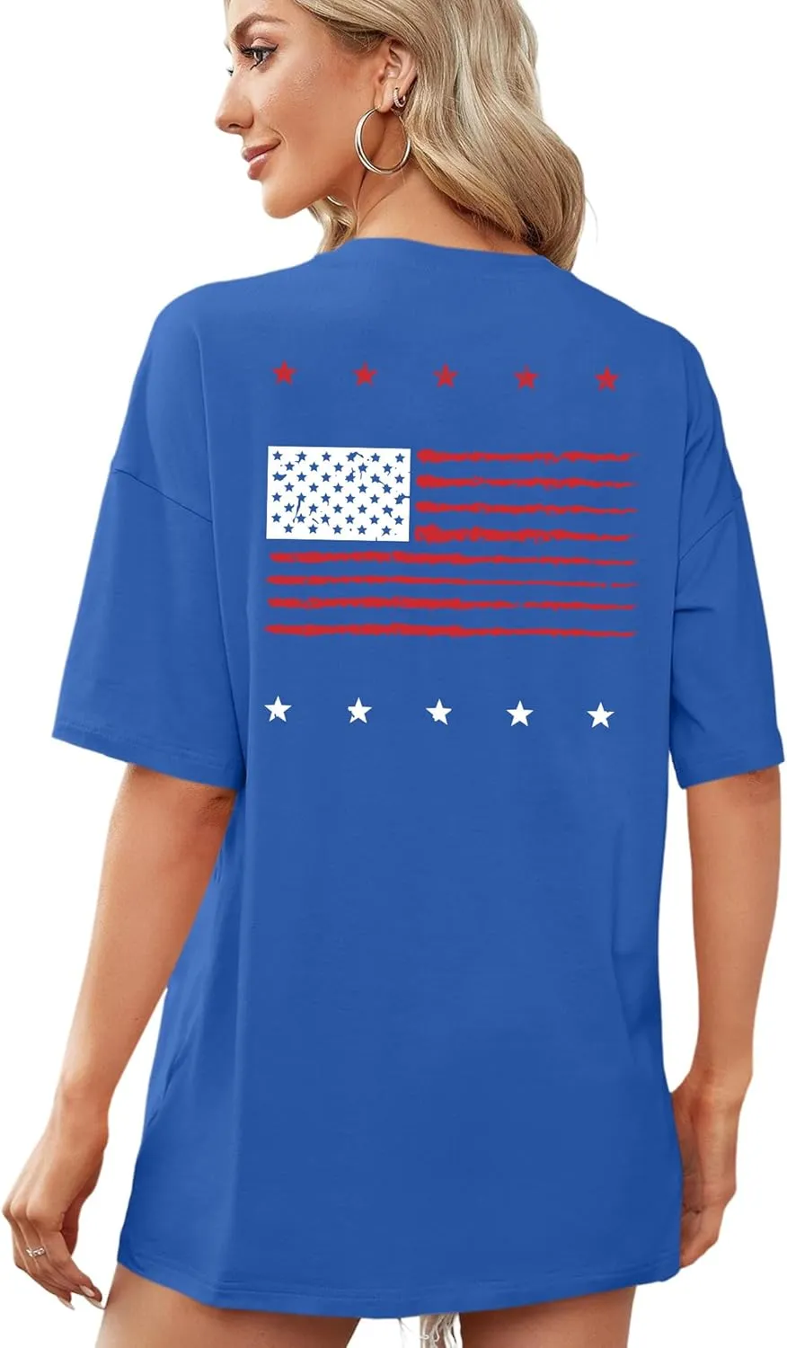 American Flag Shirt: Women 4th of July Oversized Tshirt USA Print Patriotic Shirt Stars Stripes Shirts