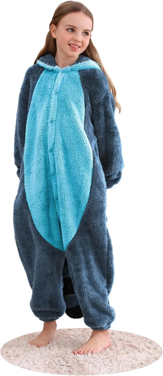 ATOZ Unisex Children Animal Blue Raccoon Onesie, Halloween Costume Pajamas Christmas Cosplay Sleepwear For Boys Girls