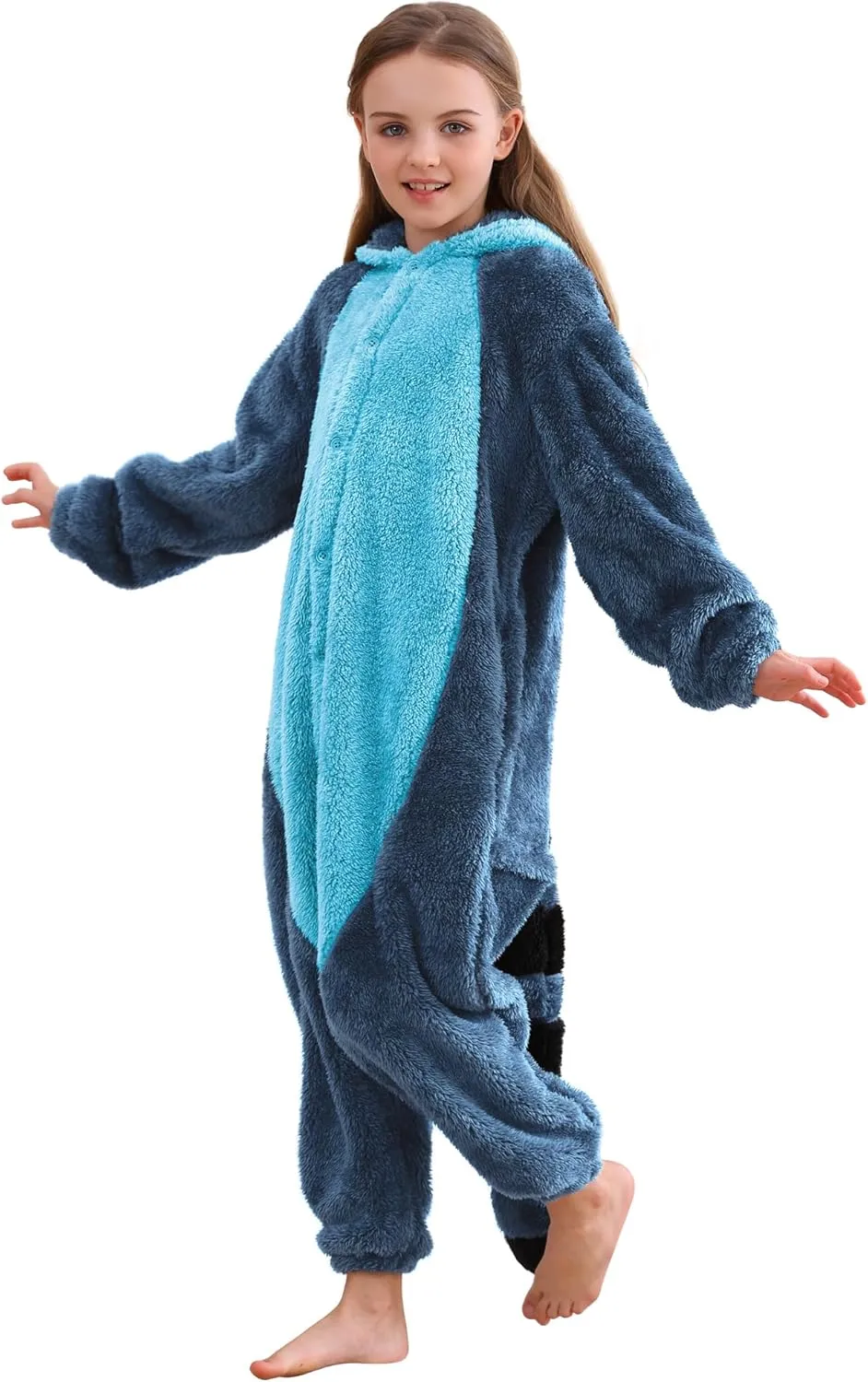 ATOZ Unisex Children Animal Blue Raccoon Onesie, Halloween Costume Pajamas Christmas Cosplay Sleepwear For Boys Girls