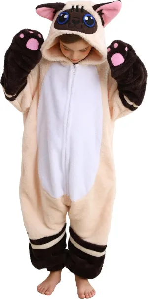 ATOZ Unisex Children Animal Siamese Cat Onesie, Halloween Costume Pajamas Christmas Cosplay Sleepwear For Boys Girls
