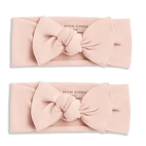 Baby Girl Bows, 100% Organic Cotton Clothes, Hair Accessories for Newborn Girls, Super-Soft Headband, Set of 2