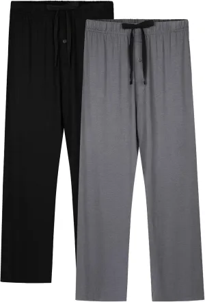 BAMBOO COOL Mens Pajama Pants Sleep Lounge Bottoms Soft Comfy Long Pj Pant Sleepwear with Pockets 2 Pack