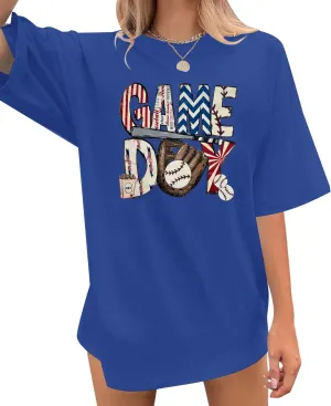 Baseball Shirt Women Oversized Baseball Game Day Tops Baseball Mom Letter Printed Tees