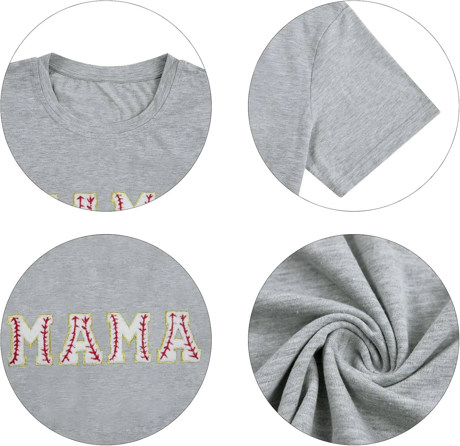 Baseball Shirt Women Oversized Baseball Mom Tops Chenille Baseball Letter Printed Tees Baseball Mama Gift Blouse