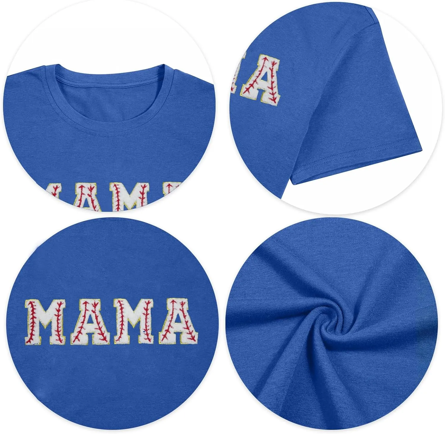 Baseball Shirt Women Oversized Baseball Mom Tops Chenille Baseball Letter Printed Tees Baseball Mama Gift Blouse