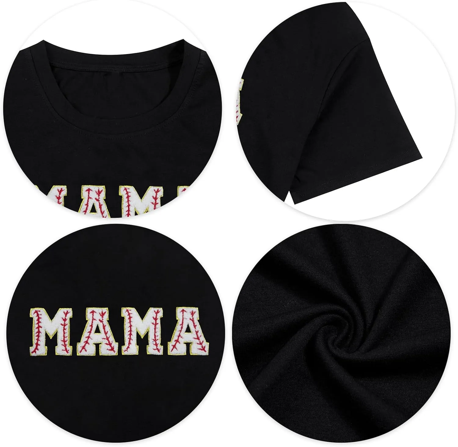 Baseball Shirt Women Oversized Baseball Mom Tops Chenille Baseball Letter Printed Tees Baseball Mama Gift Blouse