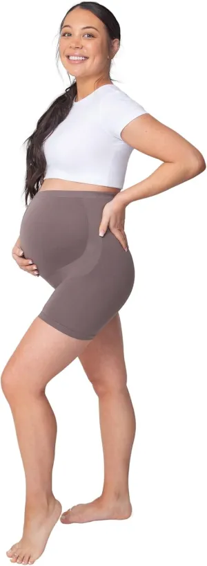 BELLY BANDIT BASICS Maternity Support Shorts – Over-Belly Pregnancy Shapewear for Gentle Compression & Back Support – Seamless, Breathable, and Comfortable Pregnancy Shorts, Taupe - X-Large