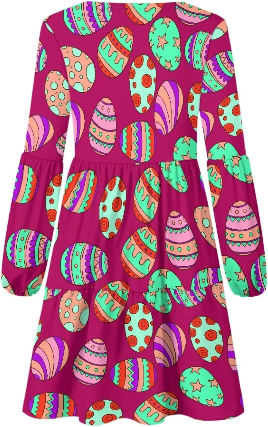 Bengbobar 2024 Easter Dress for Women Long Sleeve Easter Eggs Shift Dresses Spring Bunny Casual Elegant V Neck Vintage Dress