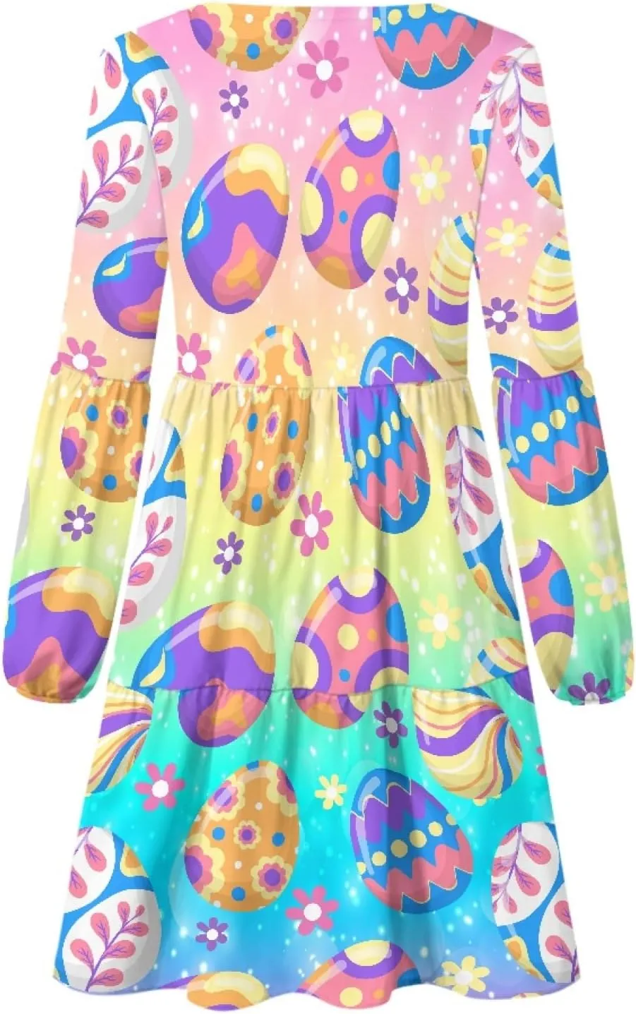 Bengbobar 2024 Easter Dress for Women Long Sleeve Easter Eggs Shift Dresses Spring Bunny Casual Elegant V Neck Vintage Dress