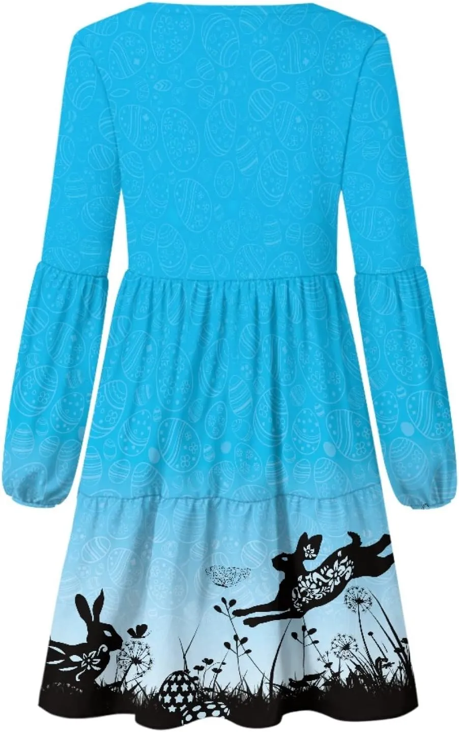 Bengbobar 2024 Easter Dress for Women Long Sleeve Easter Eggs Shift Dresses Spring Bunny Casual Elegant V Neck Vintage Dress
