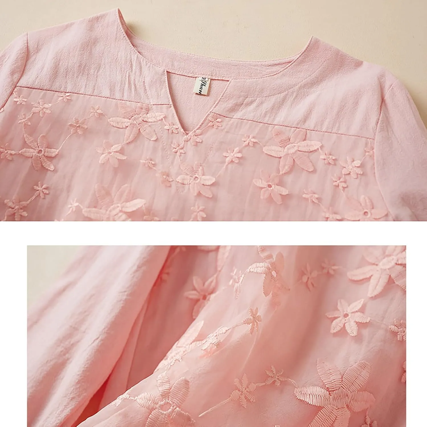 Boho Embroidered Tops for Women 2025 Cotton Linen Peasant Blouses Summer Lantern Sleeve Bohemian Shirts Tees Tunics