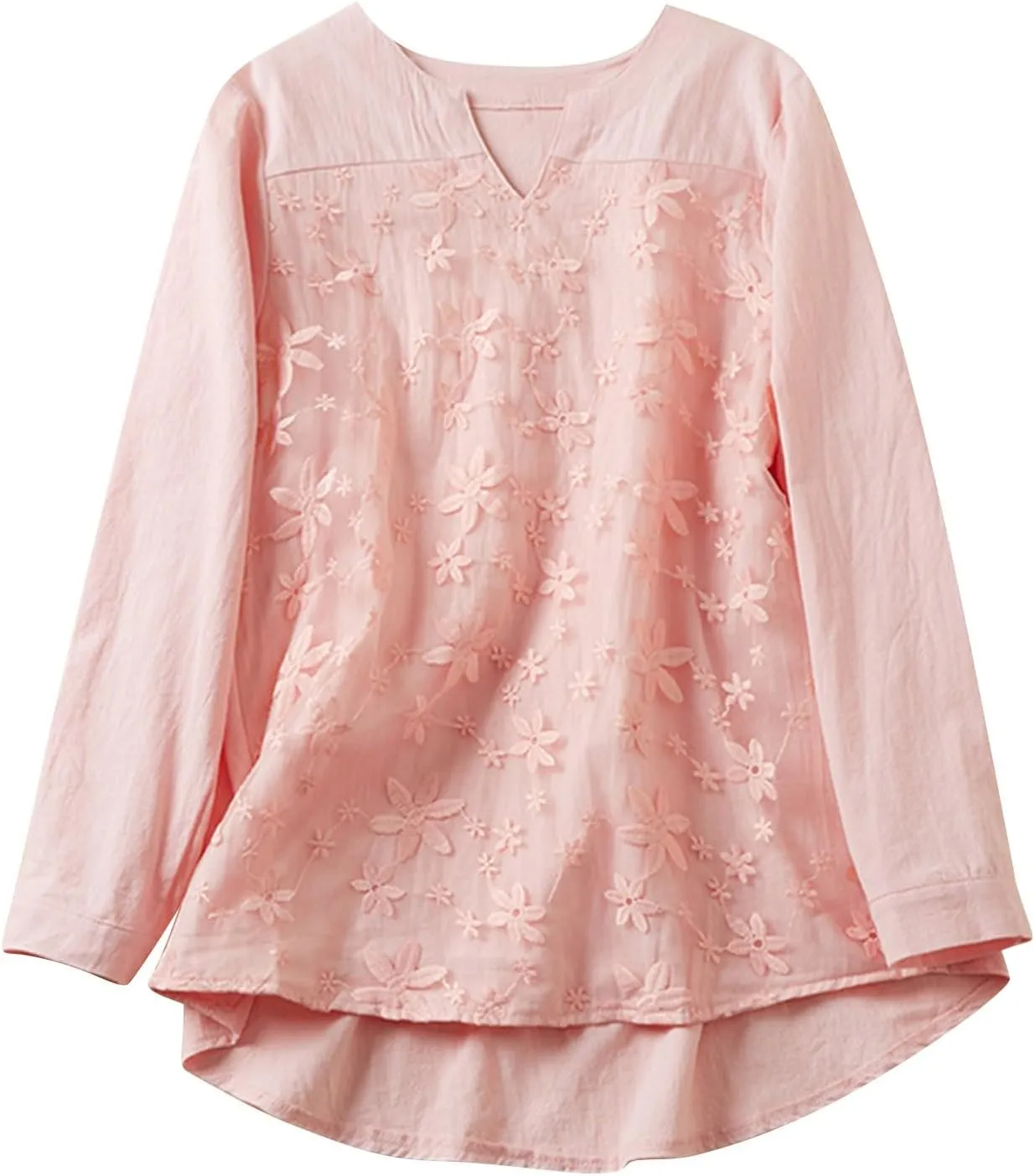 Boho Embroidered Tops for Women 2025 Cotton Linen Peasant Blouses Summer Lantern Sleeve Bohemian Shirts Tees Tunics