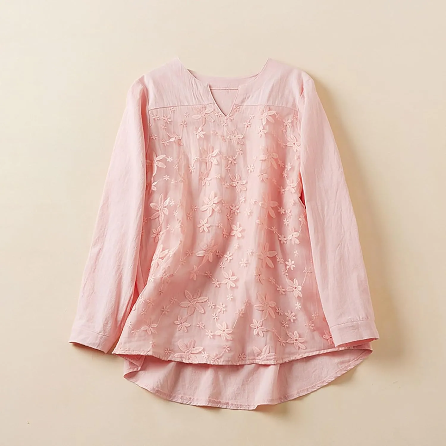 Boho Embroidered Tops for Women 2025 Cotton Linen Peasant Blouses Summer Lantern Sleeve Bohemian Shirts Tees Tunics