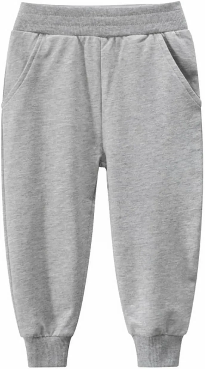 Boys Girls Joggers Basic Solid Color Trousers Kids Casual Fashion Pull on Sweatpants with Pockets Activewear