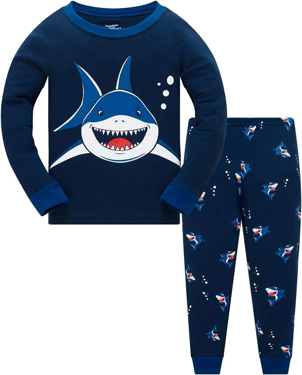 Boys Pajamas 100% Cotton Toddler Clothes Set Planet Dinosaur Long Sleeve Sleepwear 2 Piece Kids Pjs Size 3-10 Years