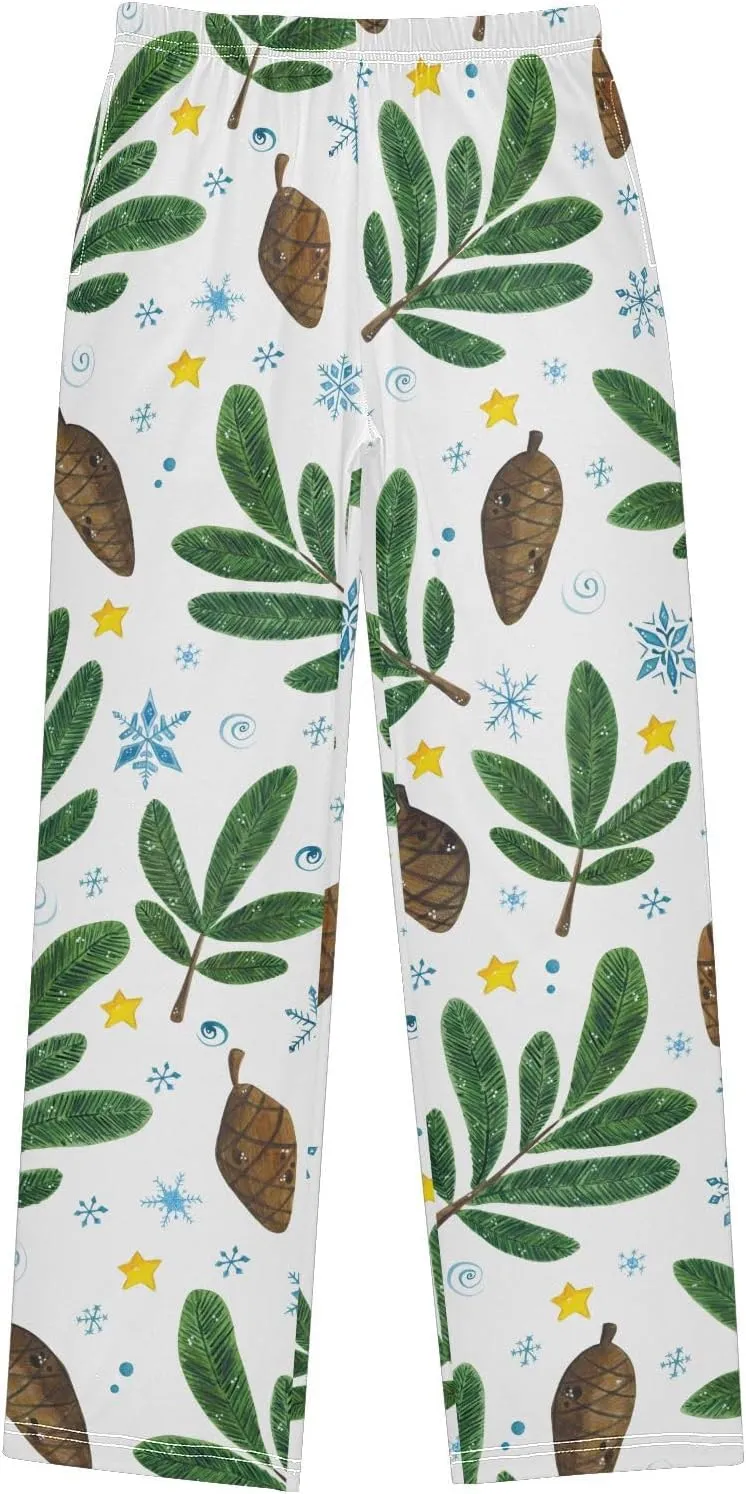 Boys' Pants Plants Snowflake Star Christmas Long Bottoms Jogger Pants Elastic Waist Trousers with Pockets S-XL
