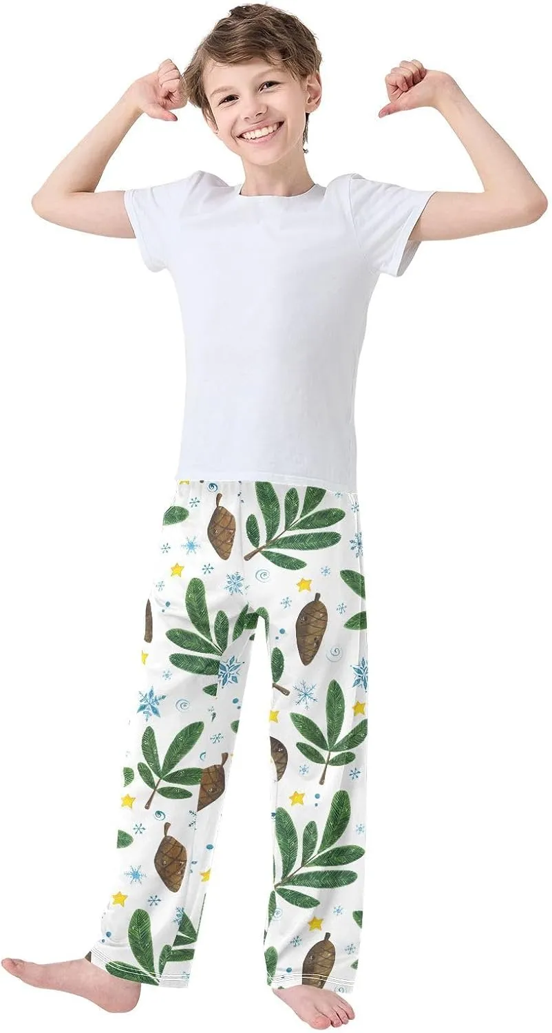 Boys' Pants Plants Snowflake Star Christmas Long Bottoms Jogger Pants Elastic Waist Trousers with Pockets S-XL