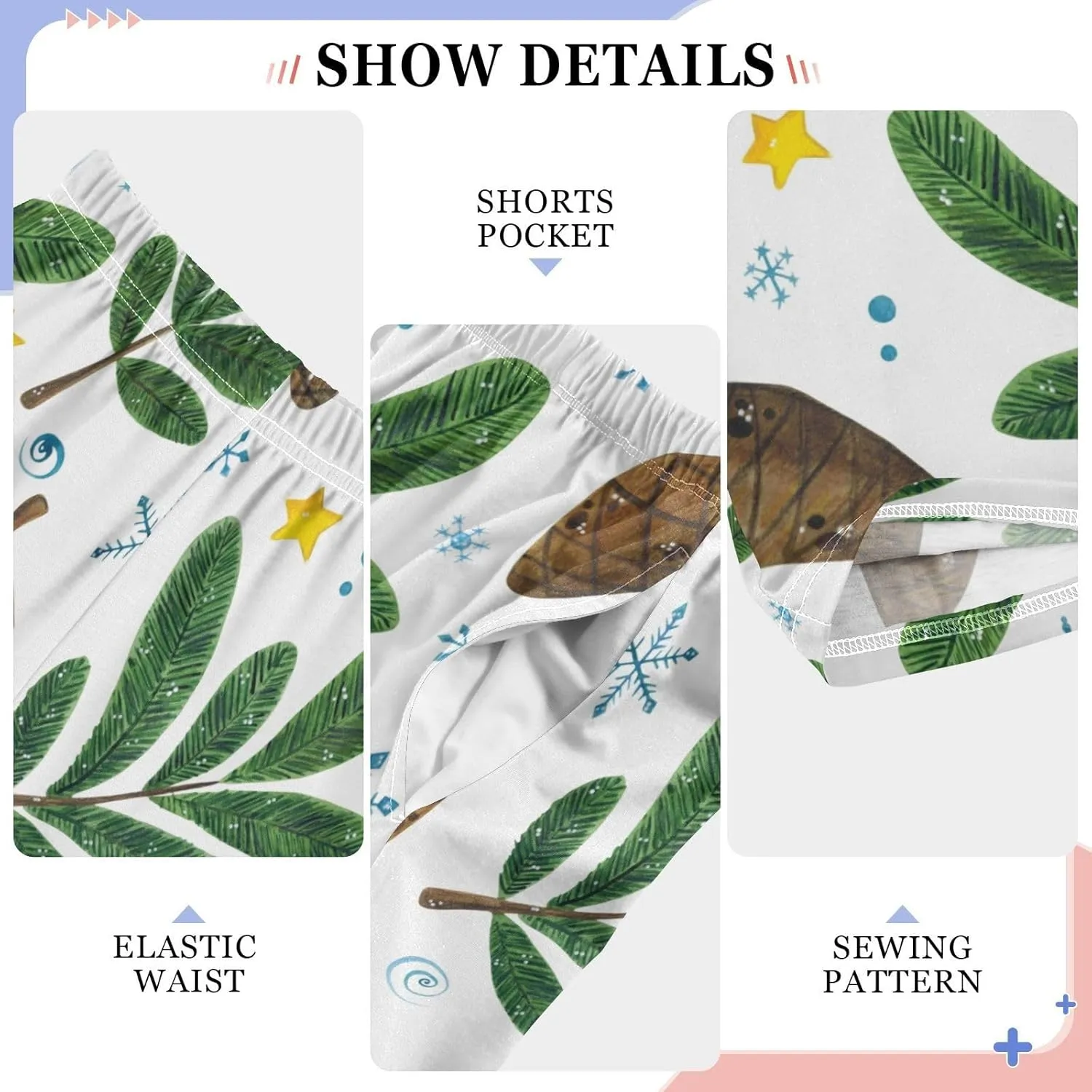 Boys' Pants Plants Snowflake Star Christmas Long Bottoms Jogger Pants Elastic Waist Trousers with Pockets S-XL