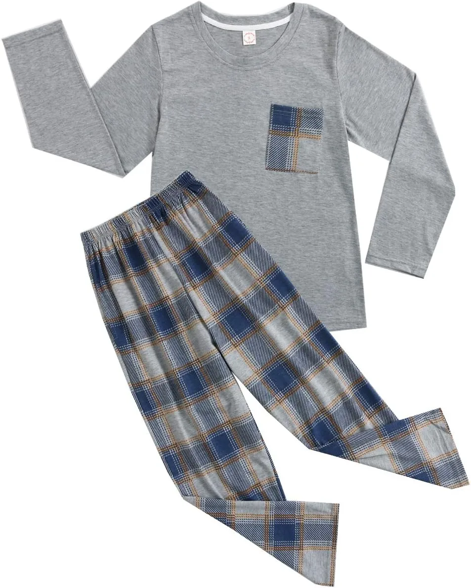 BYX SweetLeisure Big Boys Pajamas Loose Cotton Top Bottom Lounge Teens Sleepwear Size 10 12 14 16