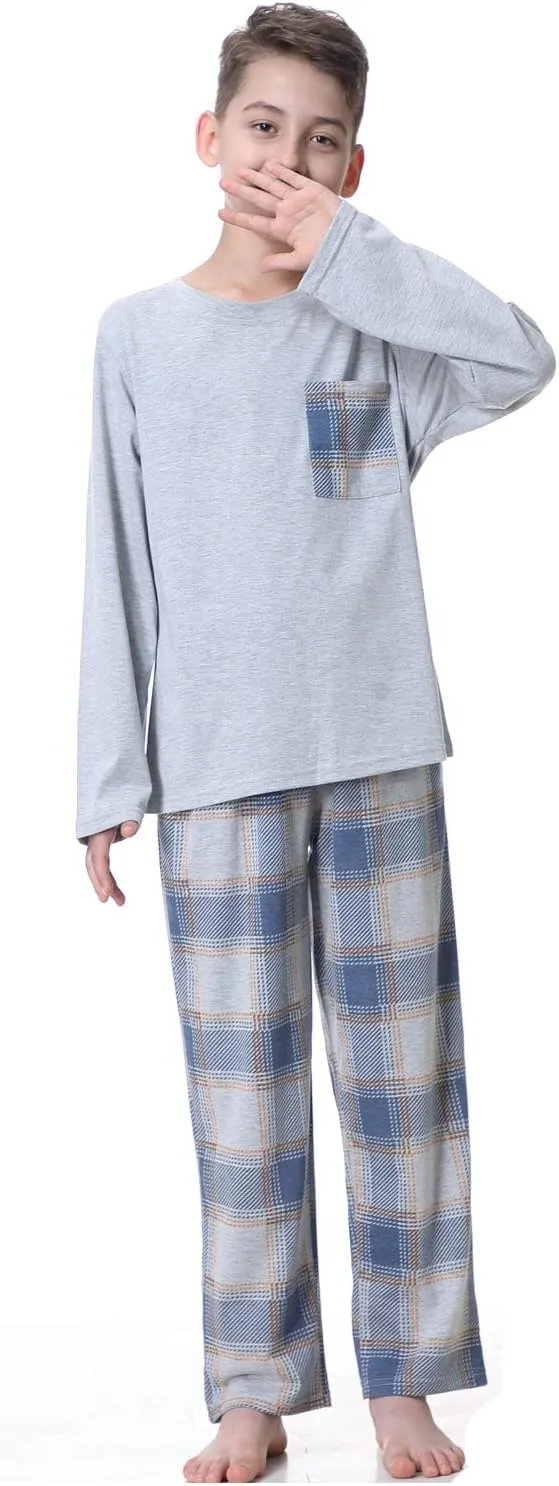 BYX SweetLeisure Big Boys Pajamas Loose Cotton Top Bottom Lounge Teens Sleepwear Size 10 12 14 16