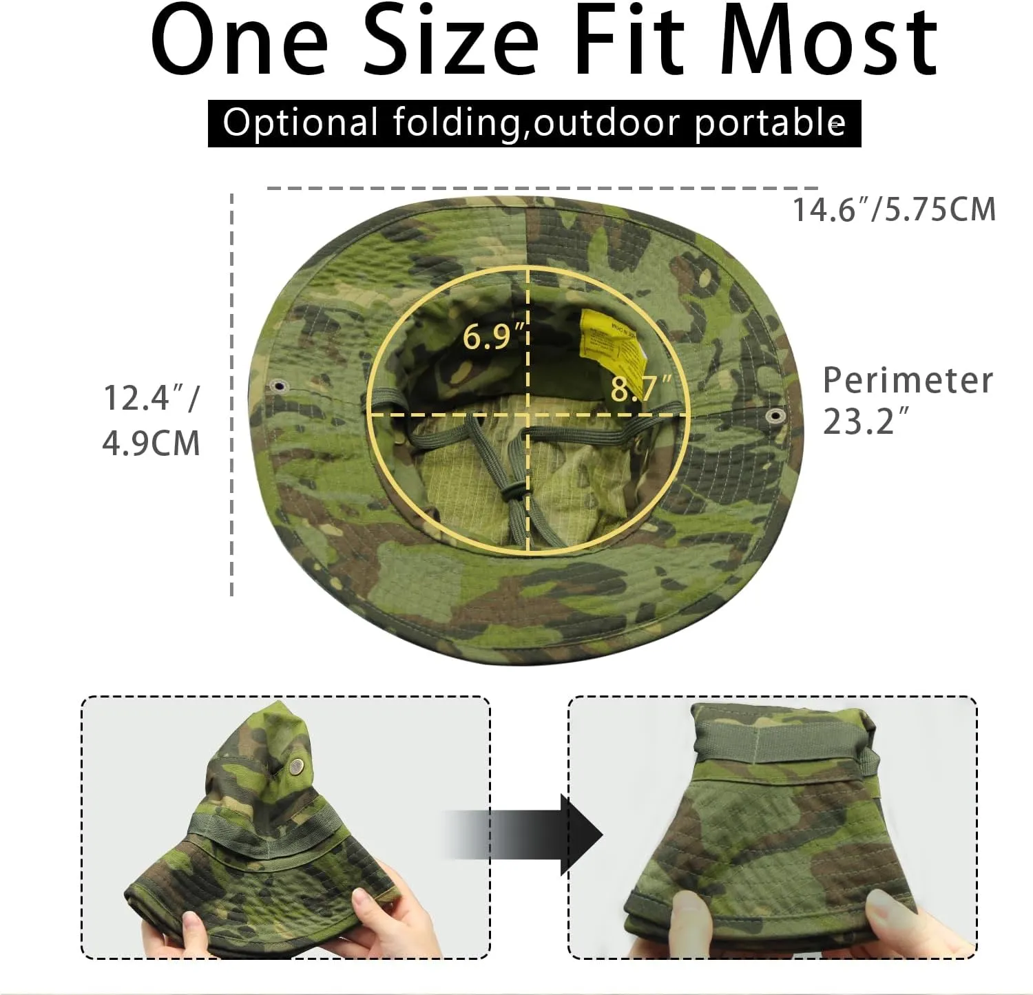 Camo Boonie Hat for Men Women, Military Tactical Wide Brim Bucket Hats, UPF50  Jungle Sun Hats for Fishing Hunting Safari