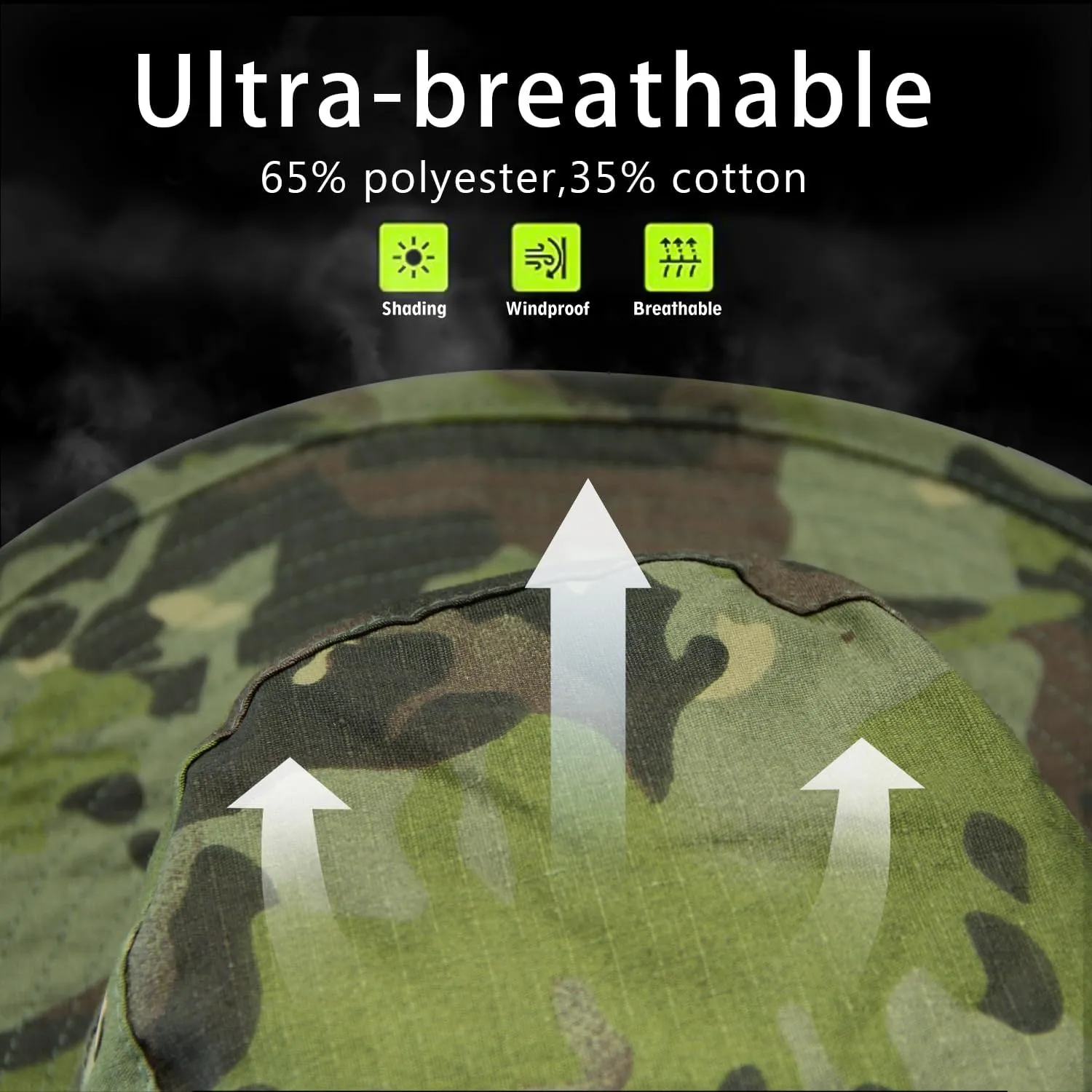 Camo Boonie Hat for Men Women, Military Tactical Wide Brim Bucket Hats, UPF50  Jungle Sun Hats for Fishing Hunting Safari