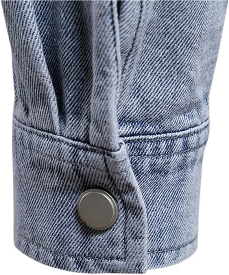 chouyatou Men's Casual Long Sleeve Button Up Cowboy Weatern Distressed Denim Work Shirt