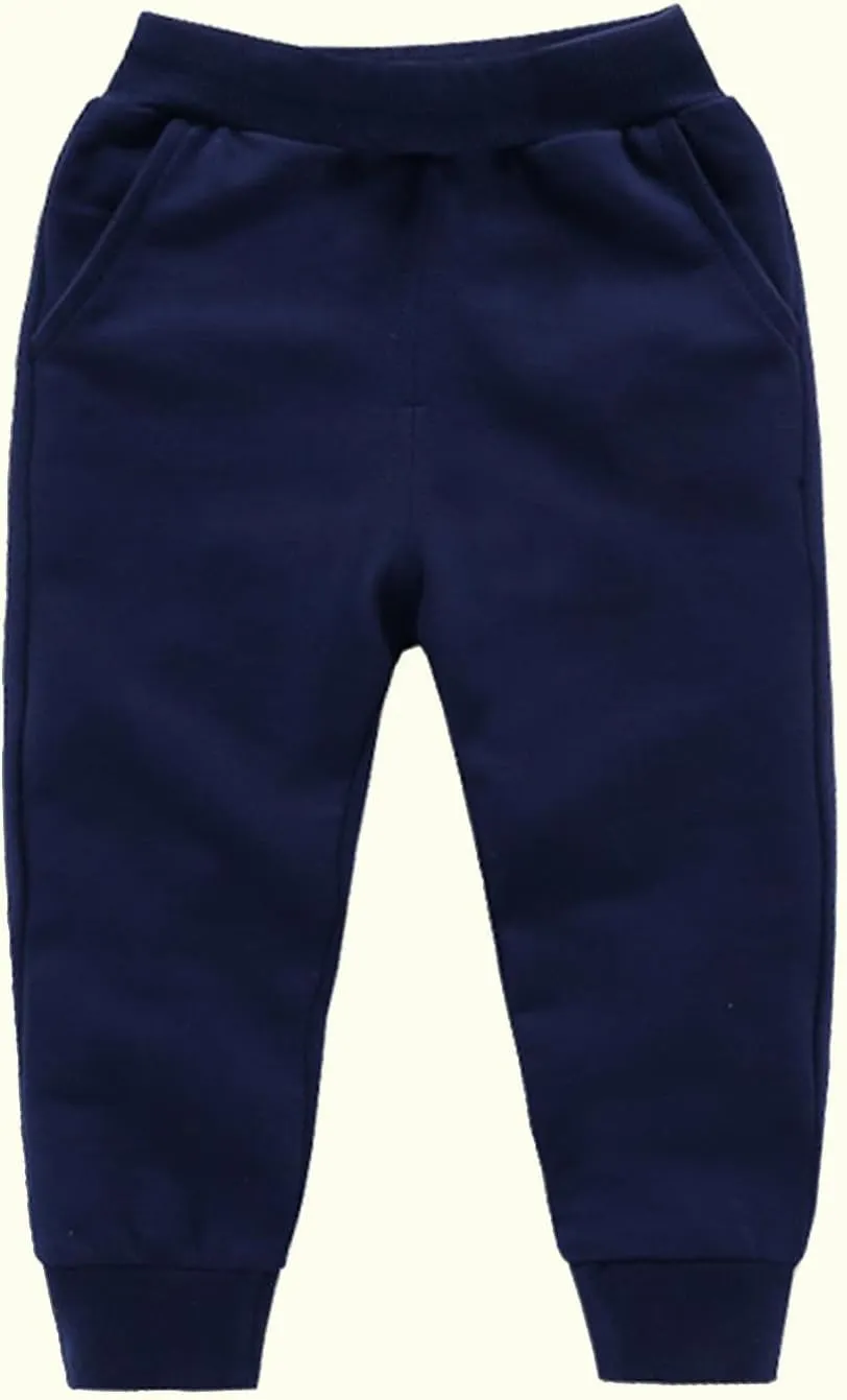 Cotton Athletic Pants Kids Elastic Waistband Joggers Pockets Stretchy Sweatpants Girls Girls Casual Gym Activewear