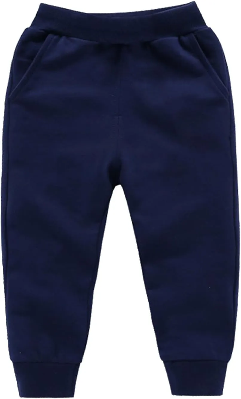 Cotton Athletic Pants Kids Elastic Waistband Joggers Pockets Stretchy Sweatpants Girls Girls Casual Gym Activewear