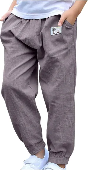 Cotton Girls Casual Jogger Pants with Pockets Comfortable Elastic Waist Sweatpants for Kids Activewear