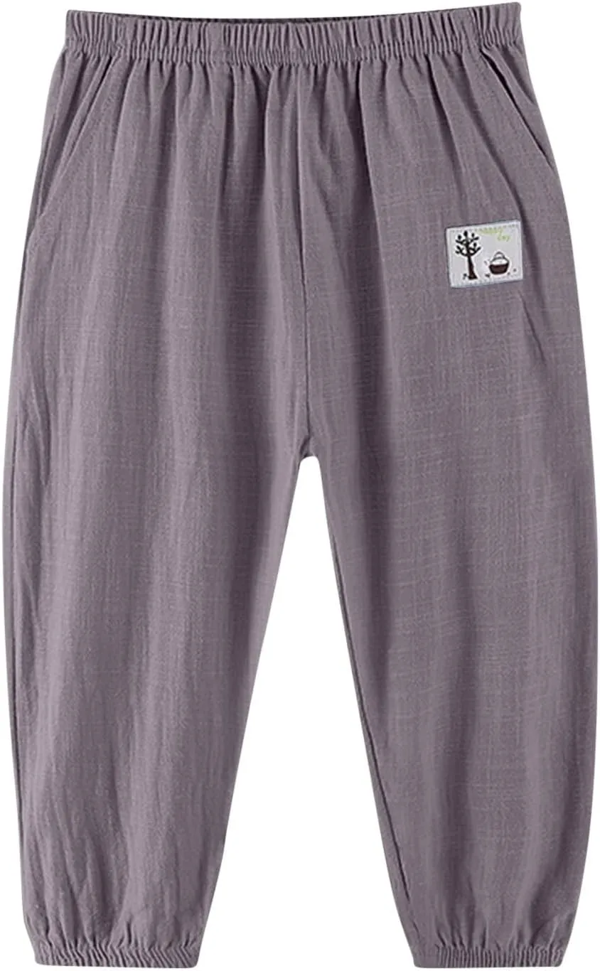 Cotton Girls Casual Jogger Pants with Pockets Comfortable Elastic Waist Sweatpants for Kids Activewear