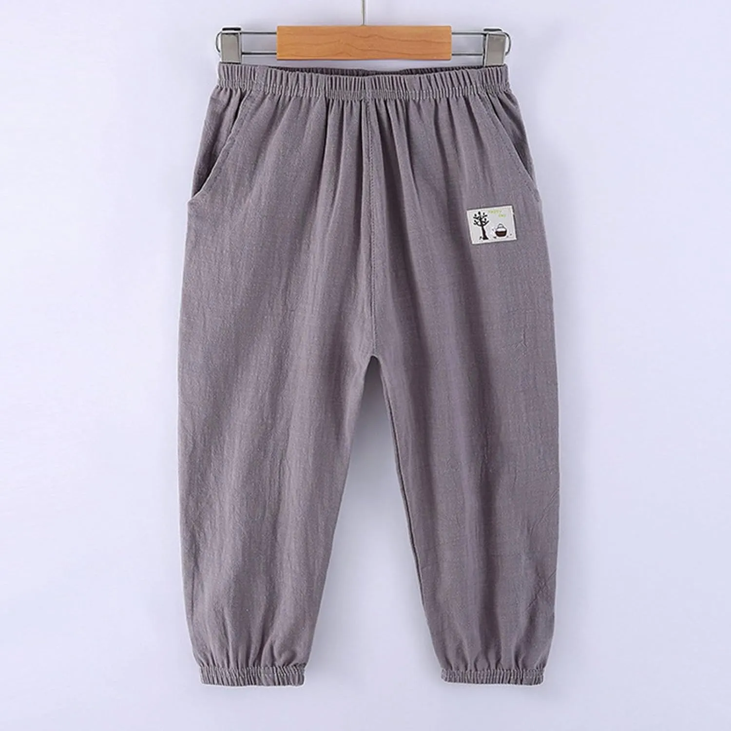 Cotton Girls Casual Jogger Pants with Pockets Comfortable Elastic Waist Sweatpants for Kids Activewear